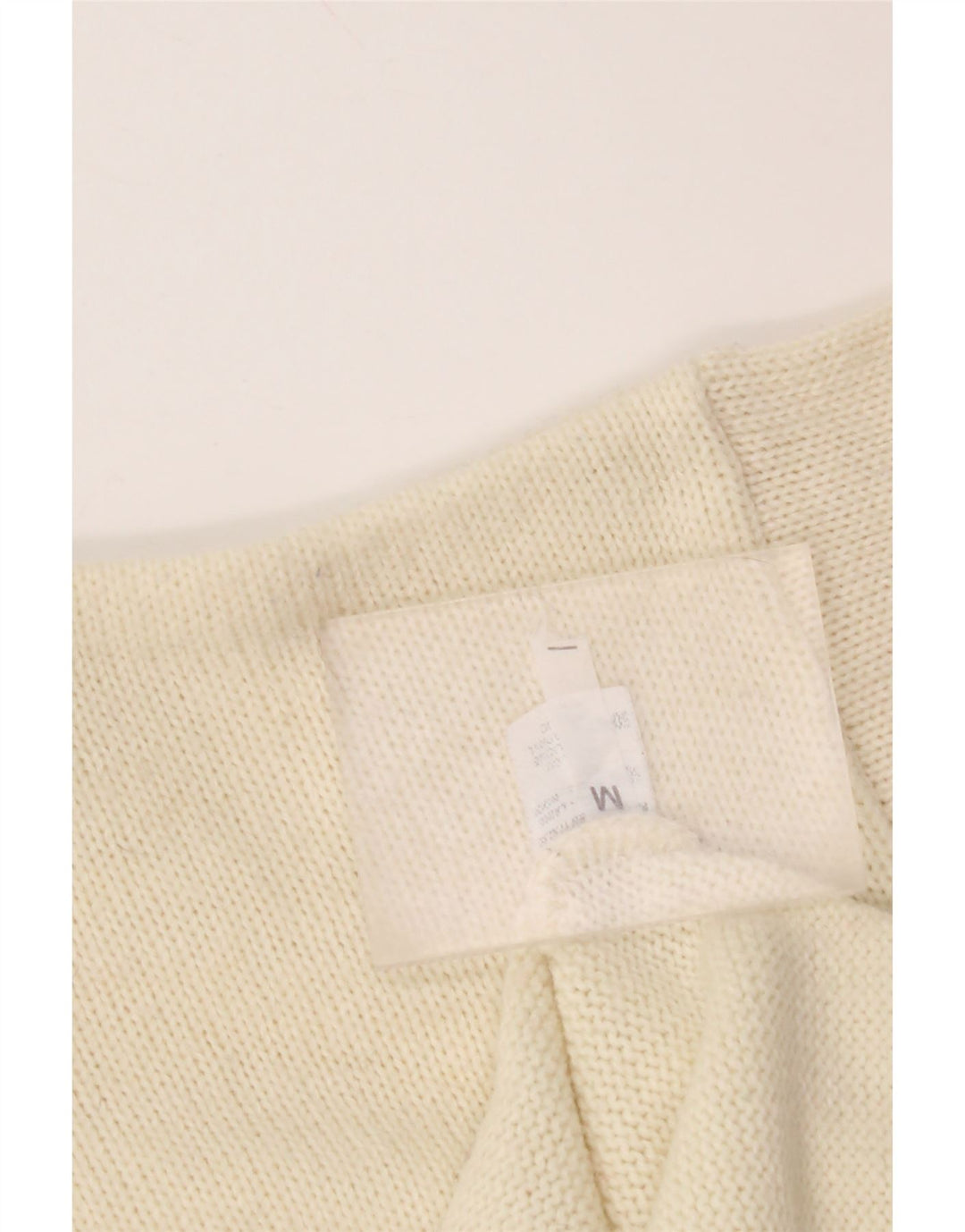 Maglione maglione collo alto corto da donna VINTAGE UK 14 medio bianco sporco