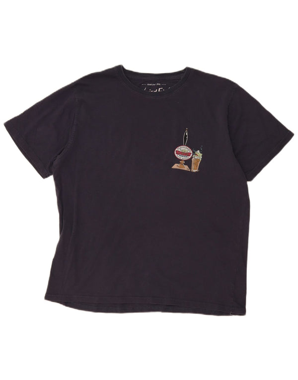 T-shirt grafica da uomo Weird Fish Top XL in cotone blu navy