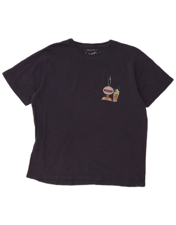 T-shirt grafica da uomo Weird Fish Top XL in cotone blu navy