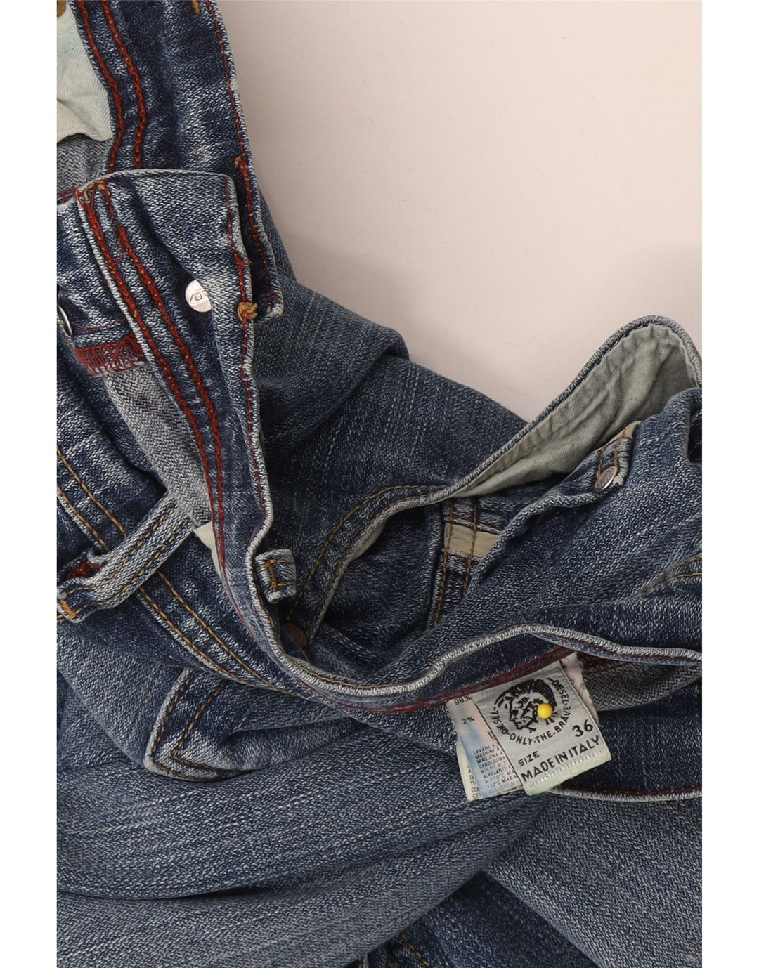 Jeans dritti da uomo Diesel W36 L32 in cotone blu