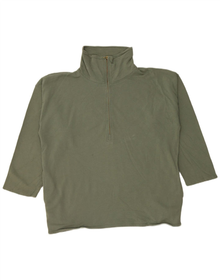 J. CREW Felpa oversize da donna con collo con zip, maglione UK 16 grande verde