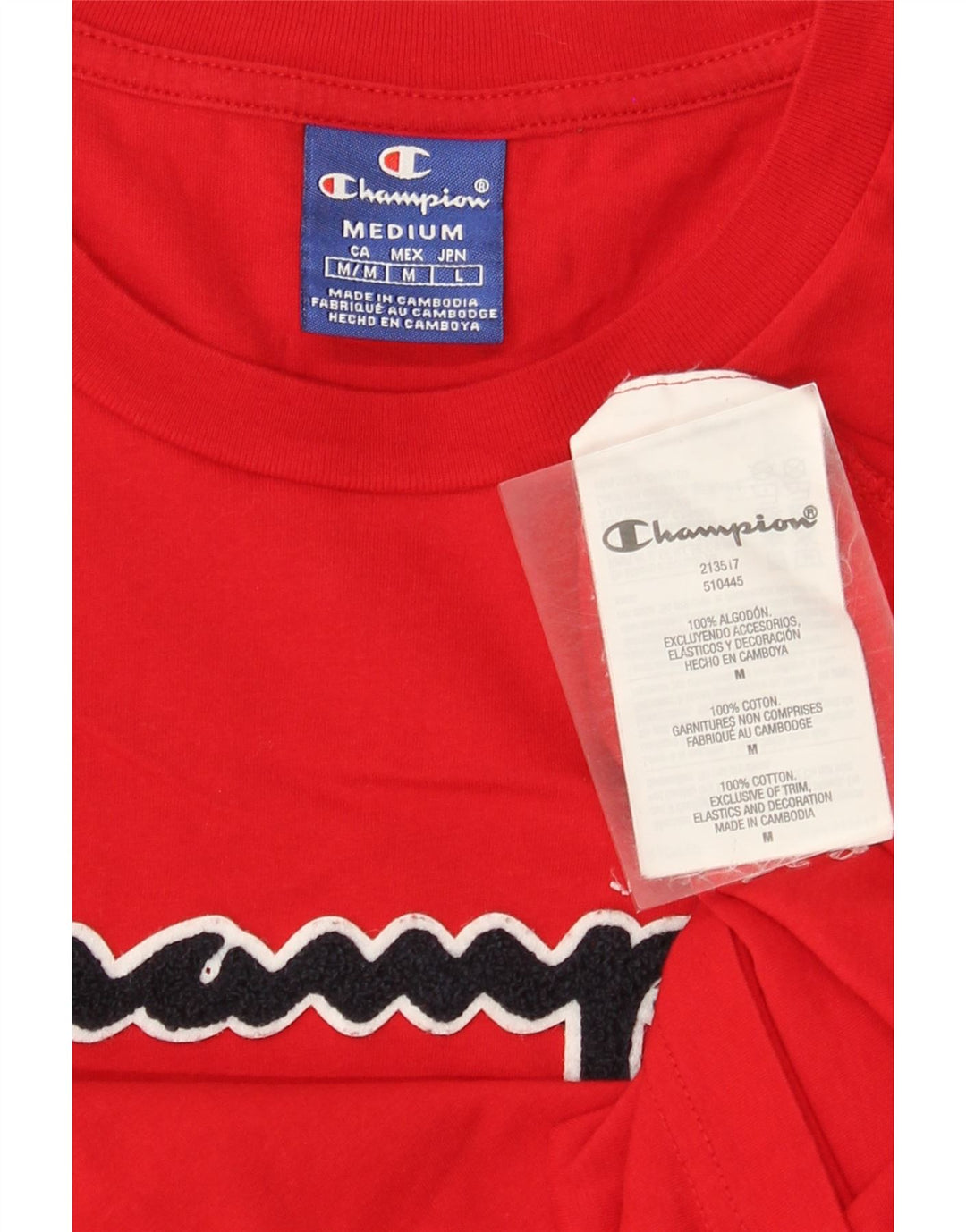 Champion Top grafico da uomo a maniche lunghe in cotone rosso medio