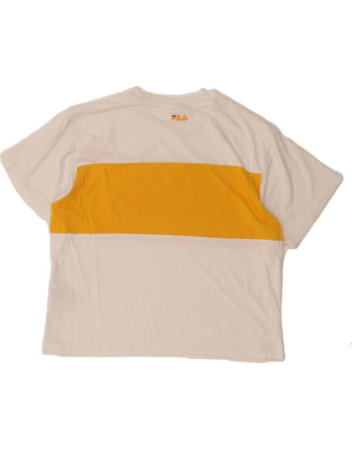 FILA Womens Graphic Crop Top UK 14 Large White Cotton Vintage Fila and Second-Hand Fila from Messina Hembry 