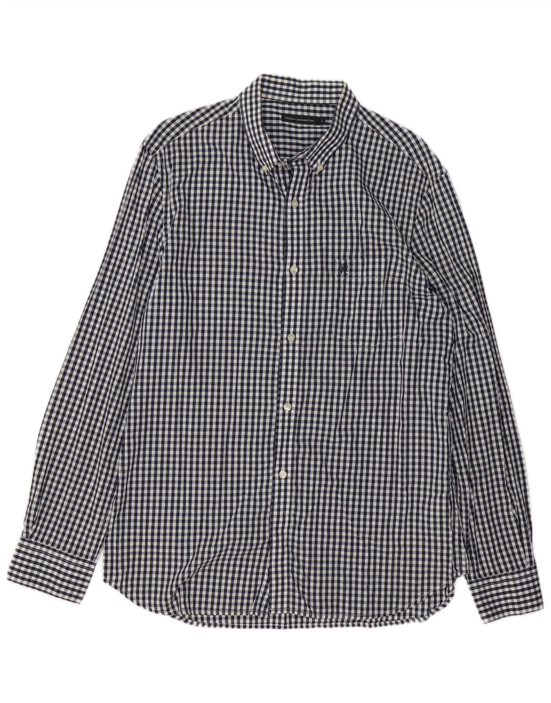 FRENCH CONNECTION Camicia da uomo grande in cotone a quadretti blu navy