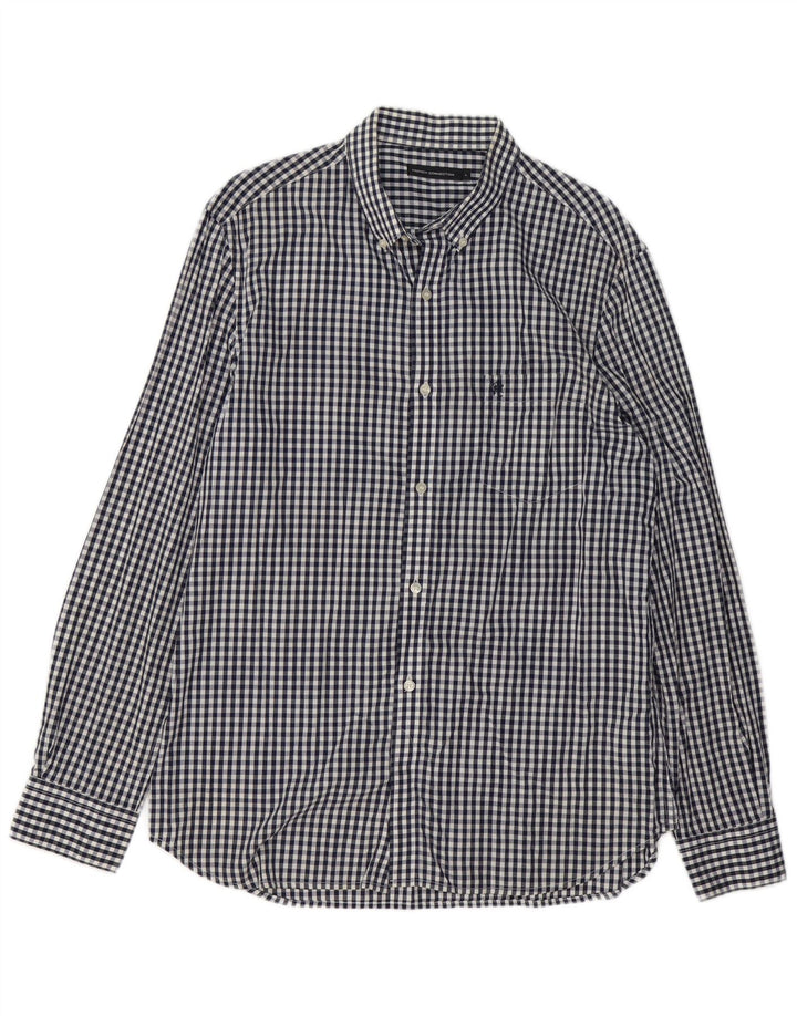 FRENCH CONNECTION Camicia da uomo grande in cotone a quadretti blu navy