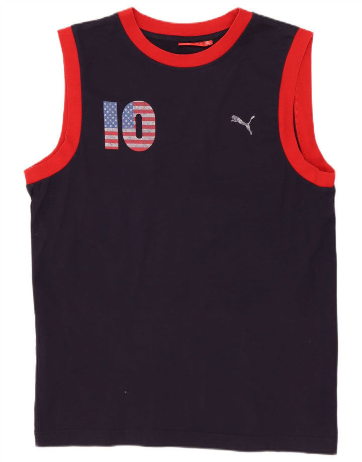 Canotta grafica da uomo PUMA grande in cotone blu navy
