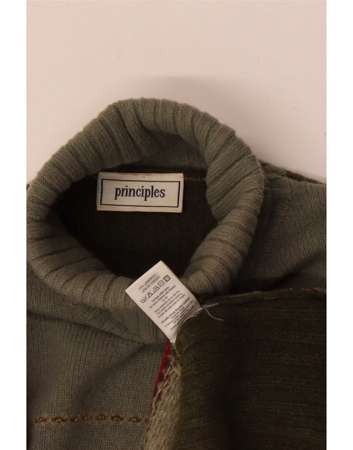Principles Maglione da donna con collo alto e collo alto UK 14 Medium Khaki Colourblock
