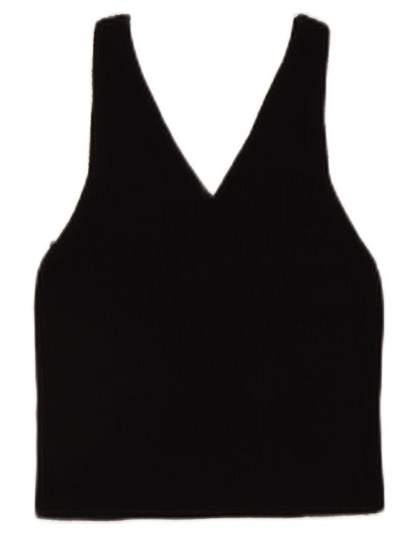 Top corto senza maniche da donna Zara UK 12 medio nero maculato