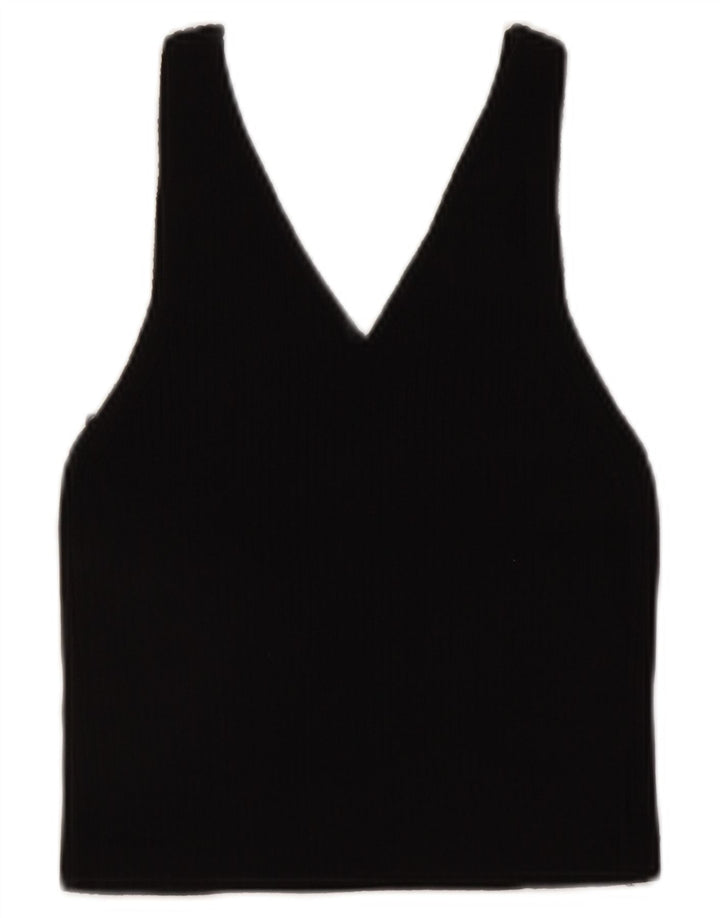 Top corto senza maniche da donna Zara UK 12 medio nero maculato