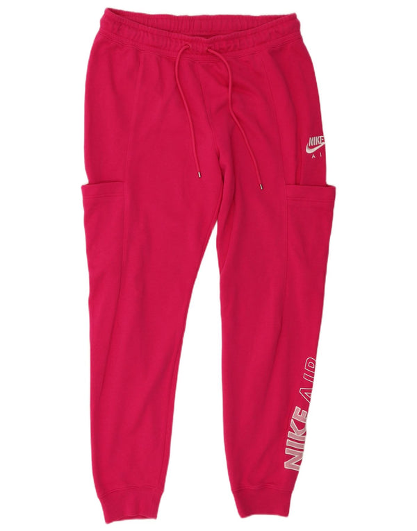 Pantaloni da tuta con grafica Nike da donna, pantaloni da jogging, UK 12, cotone rosa medio