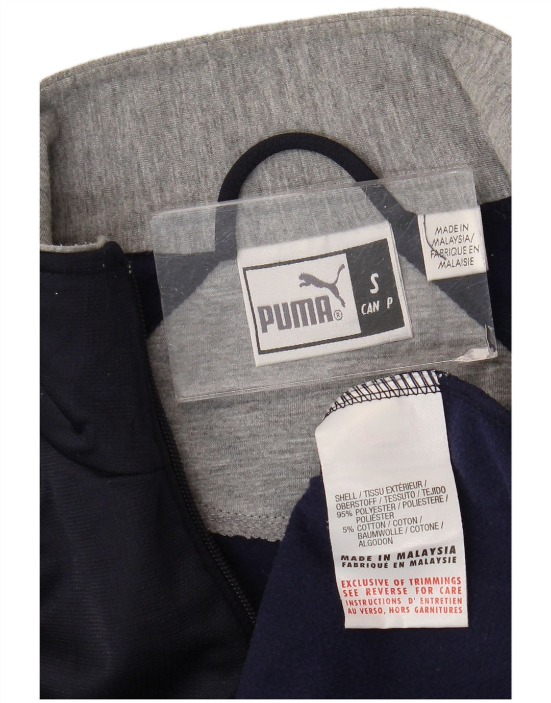 Giacca da ginnastica da uomo Puma piccola in poliestere blu navy