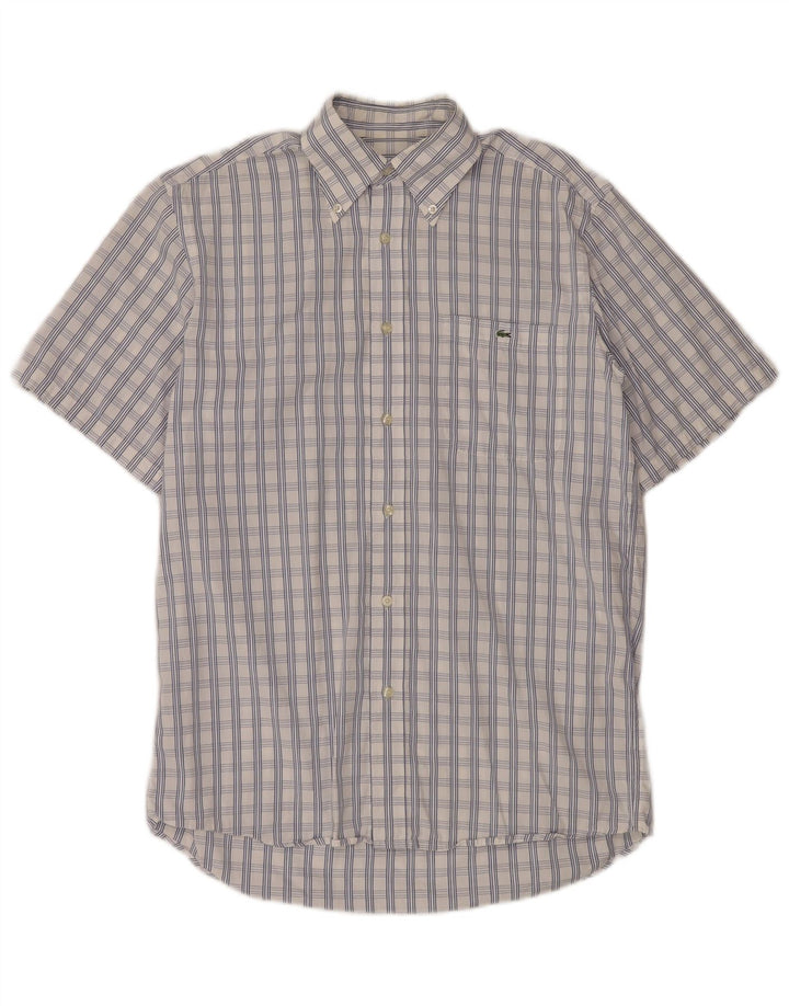 Camicia a maniche corte da uomo Lacoste taglia 39 cotone medio a quadri bianchi