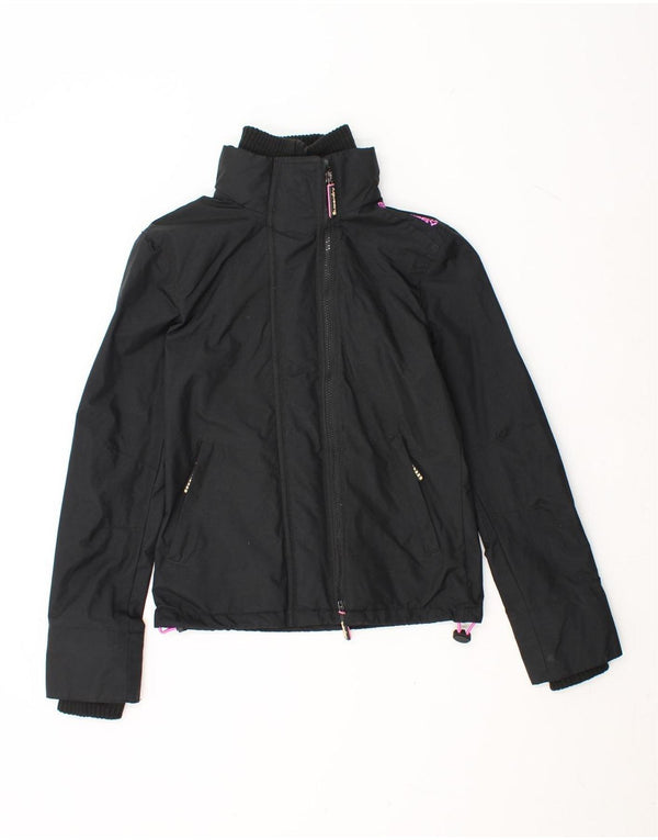 SUPERDRY Womens Windbreaker Jacket UK 6 XS Black Nylon
