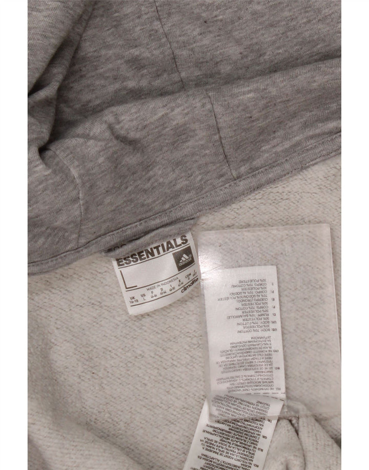Felpa con cappuccio e zip grafica ADIDAS da donna Climalite UK 16/18 Large Grigio