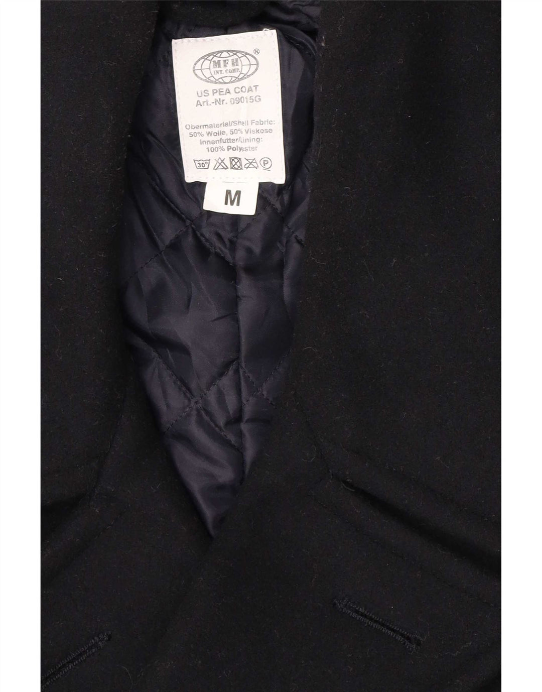 Cappotto da marinaio da uomo MFH UK 38 medio in lana blu navy