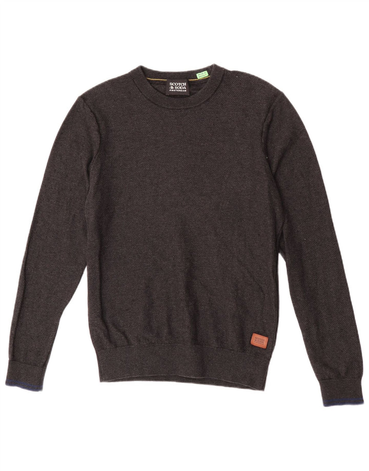 Maglione maglione girocollo da uomo Scotch & Soda in cotone grigio medio
