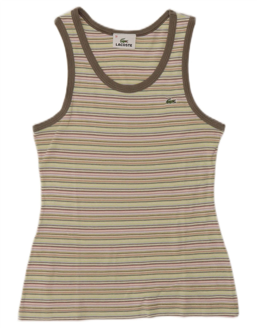 Canotta corta da donna Lacoste taglia 38 cotone a righe medio multicolore