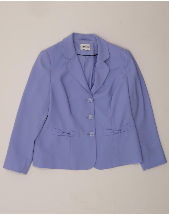 EASTEX Womens 3 Button Blazer Jacket UK 12 Medium Purple Polyester Vintage Eastex and Second-Hand Eastex from Messina Hembry 