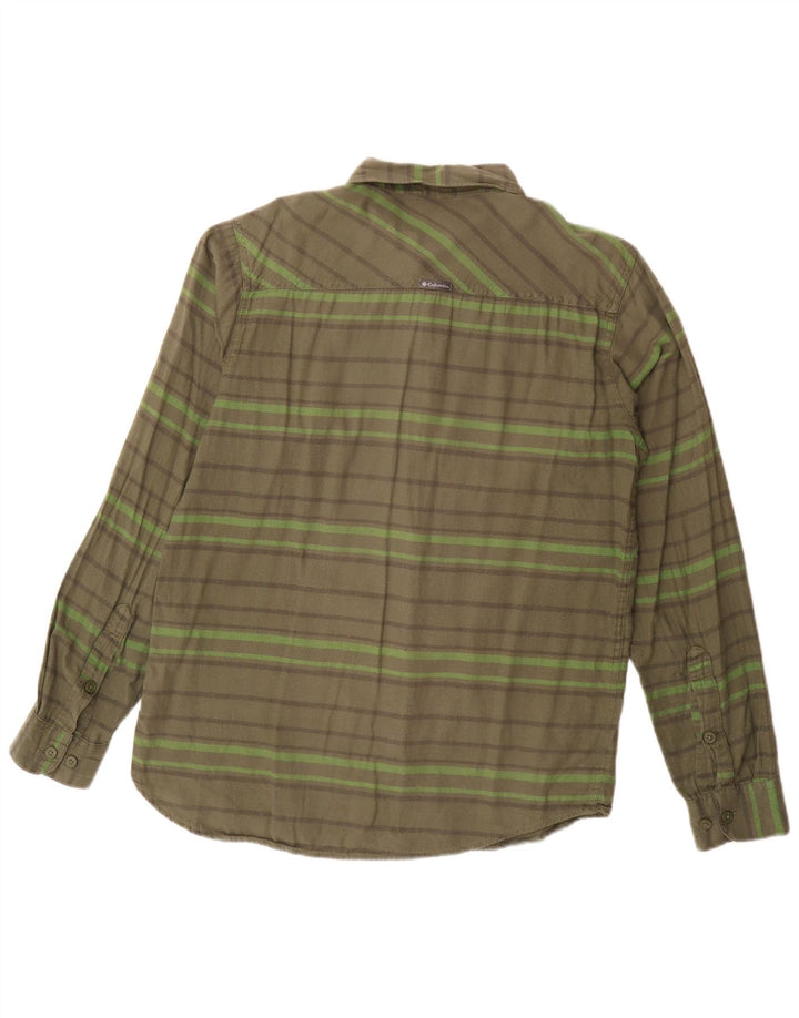 Camicia in flanella da uomo Columbia piccola in cotone a righe kaki