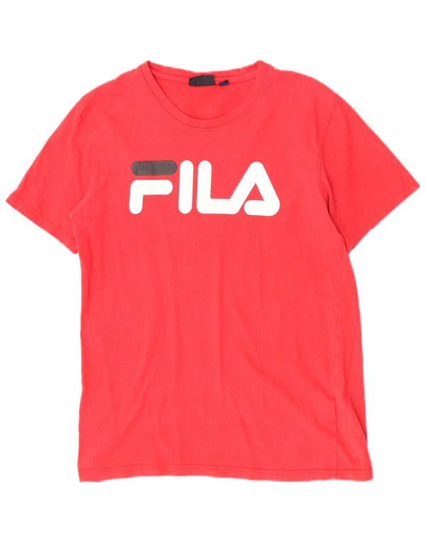 T-shirt grafica da uomo Fila Top in cotone rosso medio