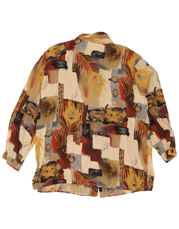 Camicetta camicia vintage da donna UK 18 XL Viscosa patchwork multicolore