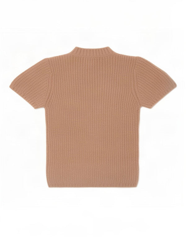 Maglione corto girocollo a maniche corte da donna Zara UK 8 piccolo Beige