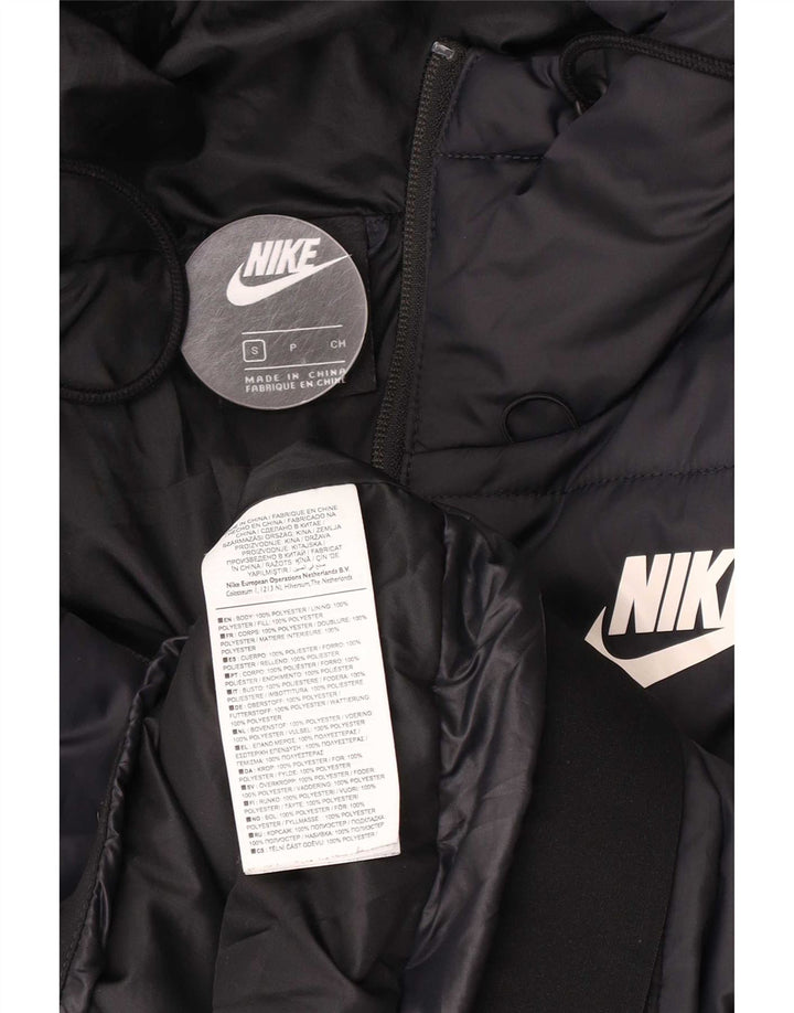 Giacca imbottita con cappuccio grafico Nike da donna UK 10 piccola poliestere nero