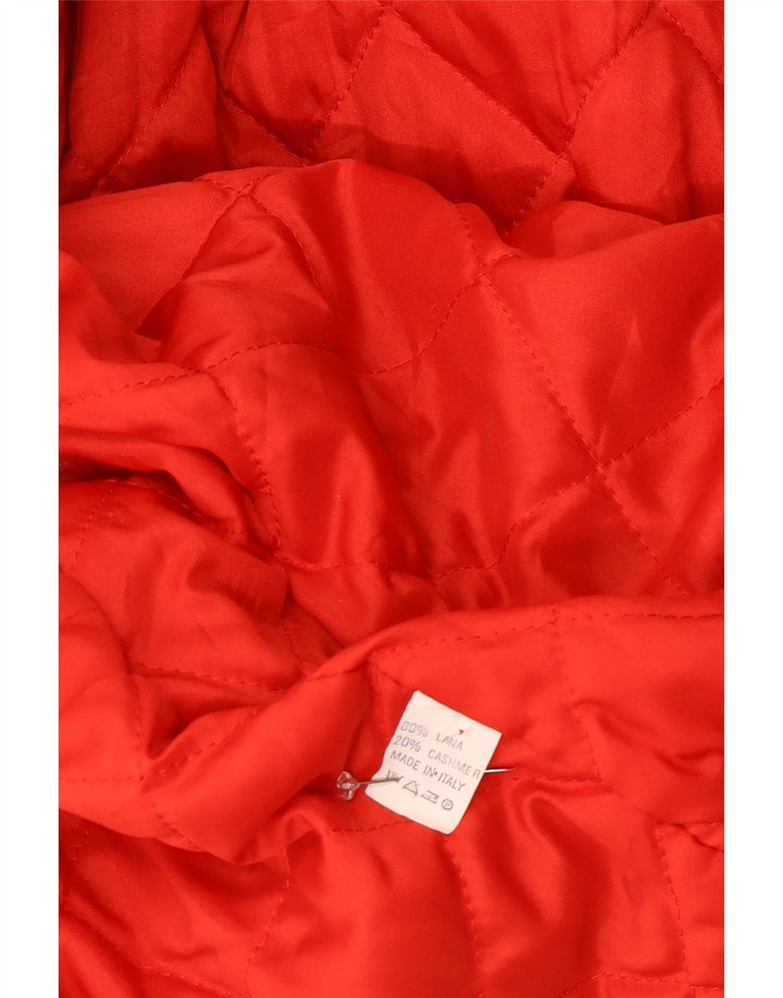 Cappotto oversize con cappuccio da donna vintage UK 14 lana rossa media