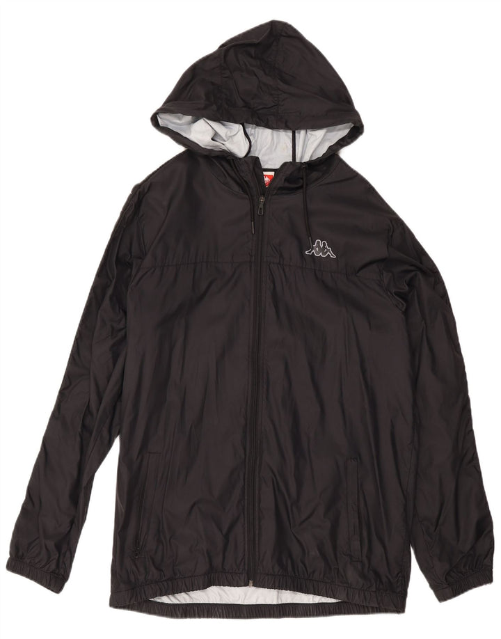 Giacca antipioggia da uomo con cappuccio Kappa UK 42 XL nera in poliammide