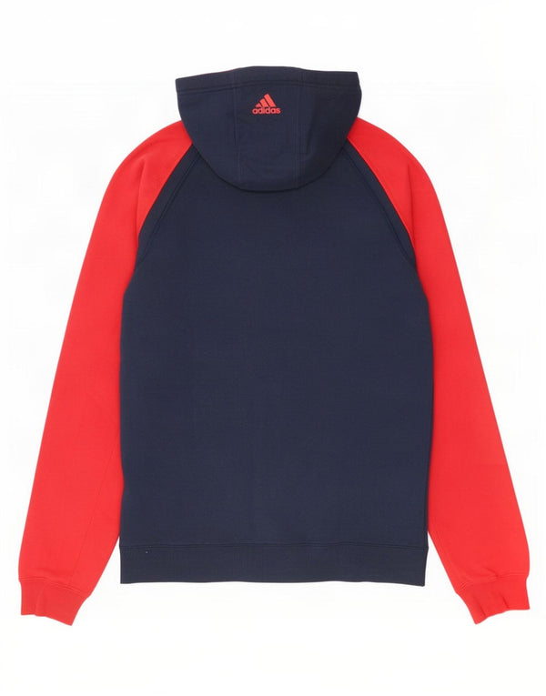 Felpa con cappuccio grafica da uomo Adidas Small in cotone color block blu navy