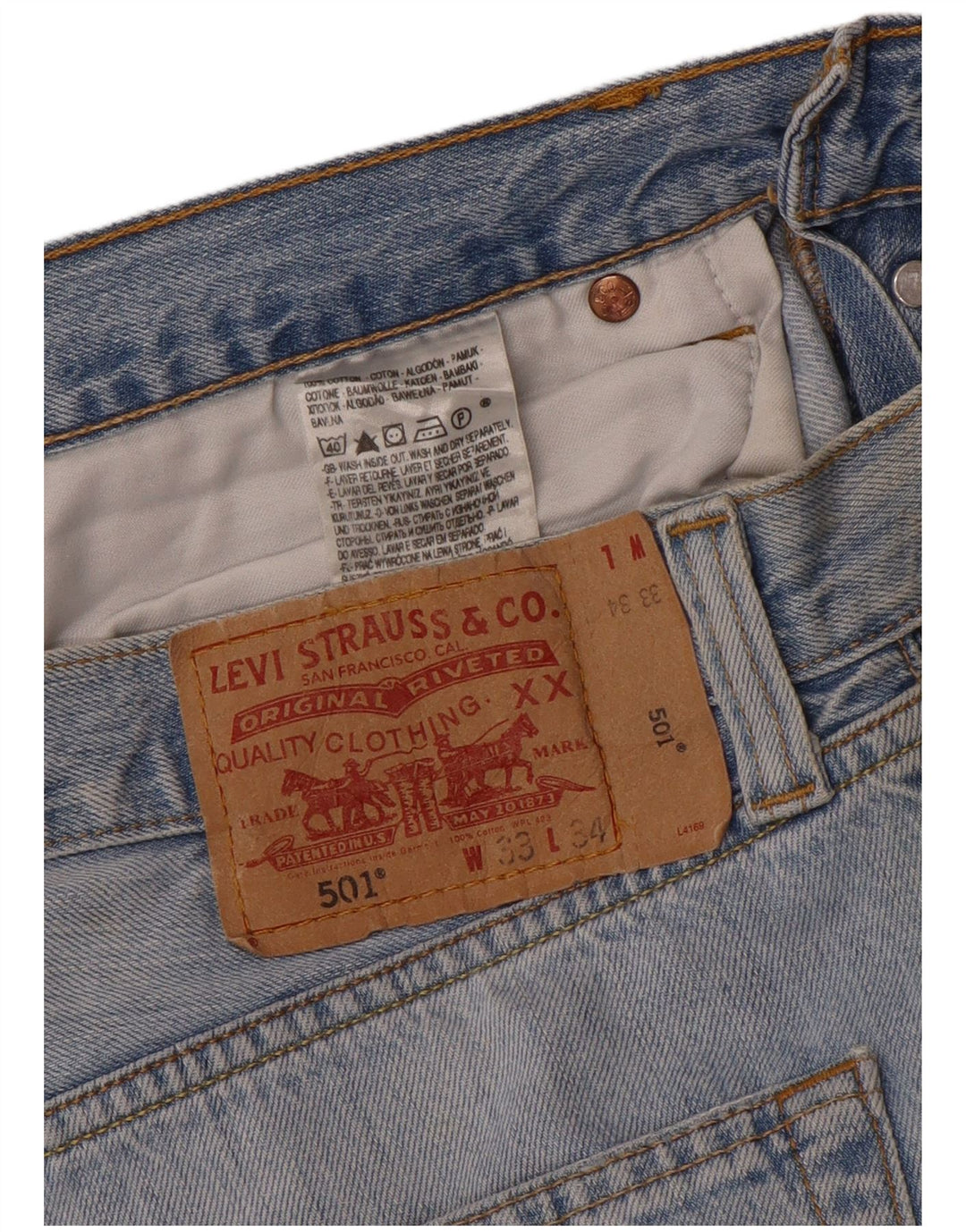 LEVI'S Jeans dritti da uomo 501 W33 L34 cotone blu