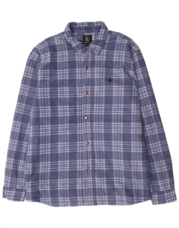 Camicia in pile da boscaiolo da uomo Volcom XL poliestere a quadri blu
