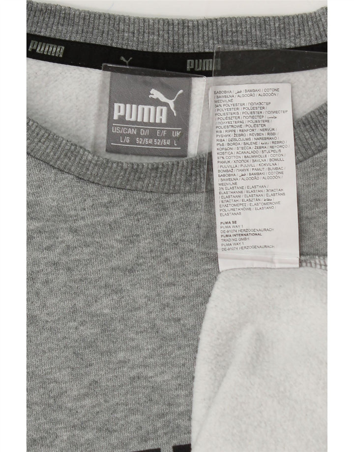 PUMA Mens Graphic Sweatshirt Jumper Large Grey Cotton Vintage Puma and Second-Hand Puma from Messina Hembry 