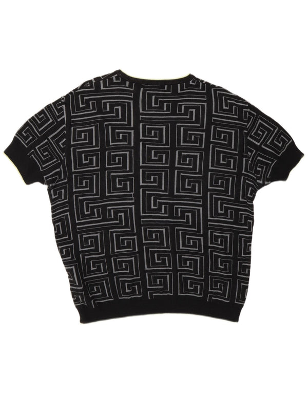 Maglione maglione con scollo a barca da donna Versace UK 20 2XL Designer geometrico nero