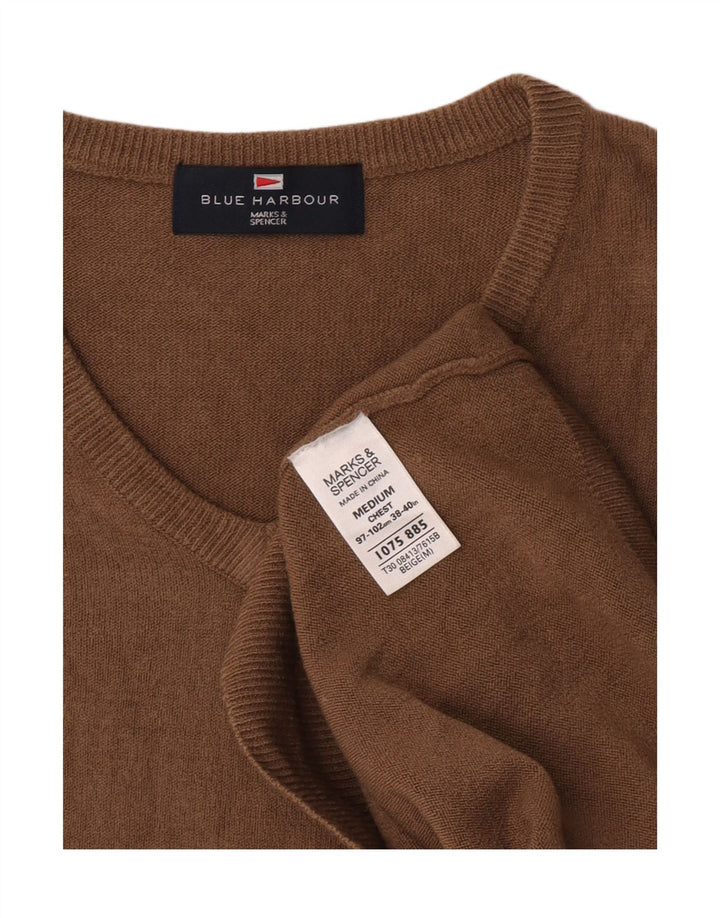 Maglione da uomo con scollo a V Marks & Spencer in acrilico beige medio