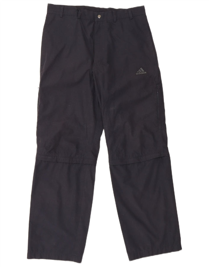 Pantaloni cargo dritti da uomo Adidas medi W32 L31 poliestere blu navy