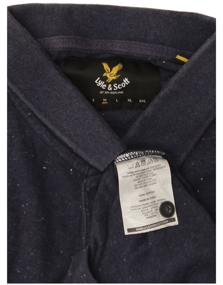 Polo da uomo LYLE & SCOTT in cotone screziato blu navy medio
