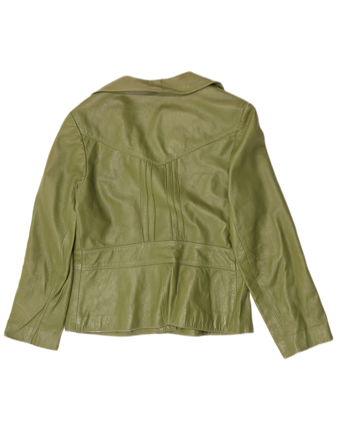 Giacca blazer vintage da donna a 4 bottoni IT 44 in pelle verde medio