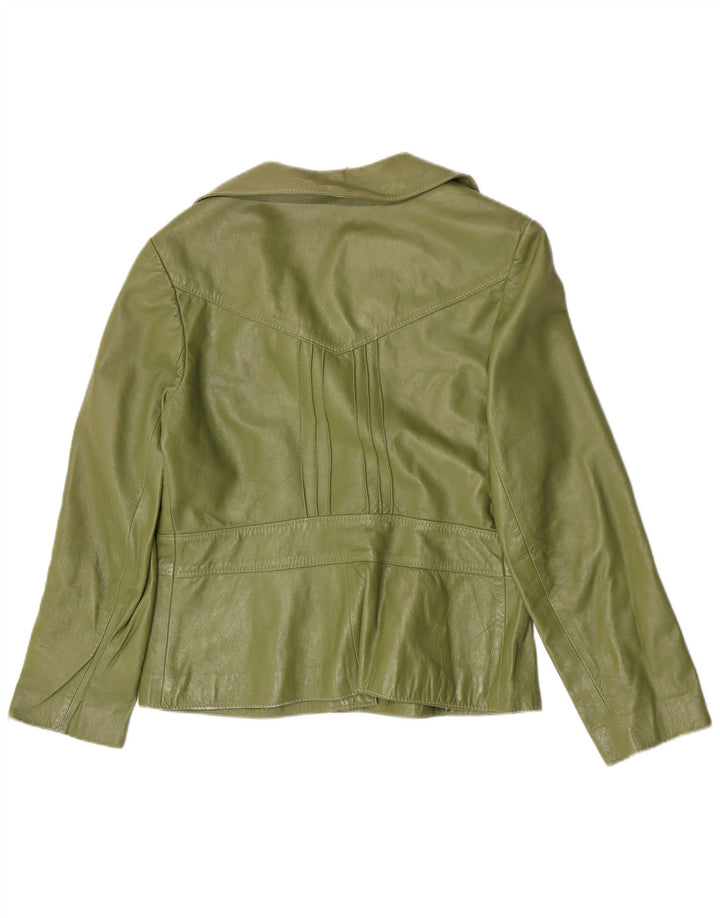 Giacca blazer vintage da donna a 4 bottoni IT 44 in pelle verde medio
