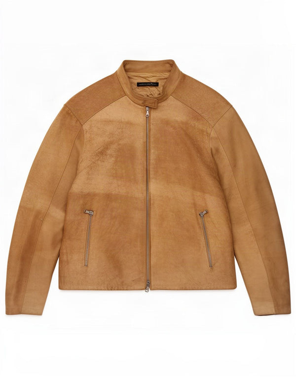 Giacca vintage in pelle scamosciata da uomo UK 40 grande in pelle beige