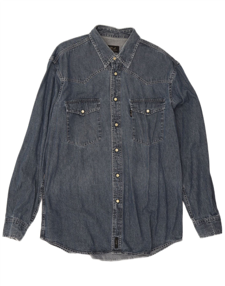 Camicia di jeans da uomo Brooksfield XL in cotone blu