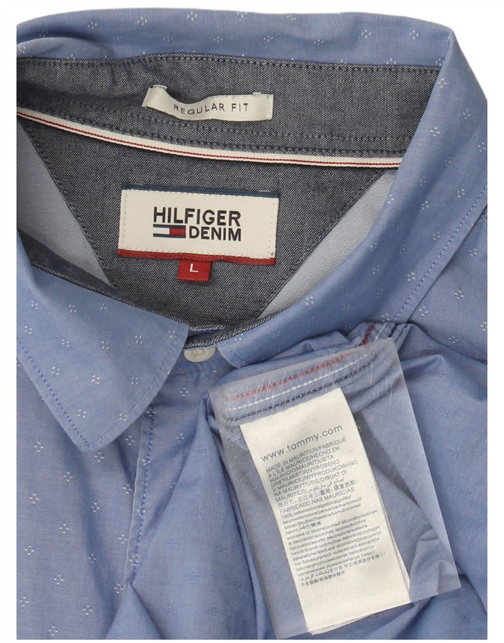 TOMMY HILFIGER Camicia da uomo vestibilità regolare grande cotone maculato blu
