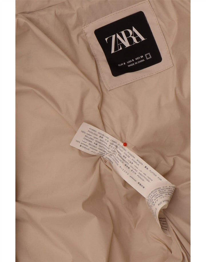 Giacca imbottita oversize da donna Zara UK 10 piccola in nylon beige