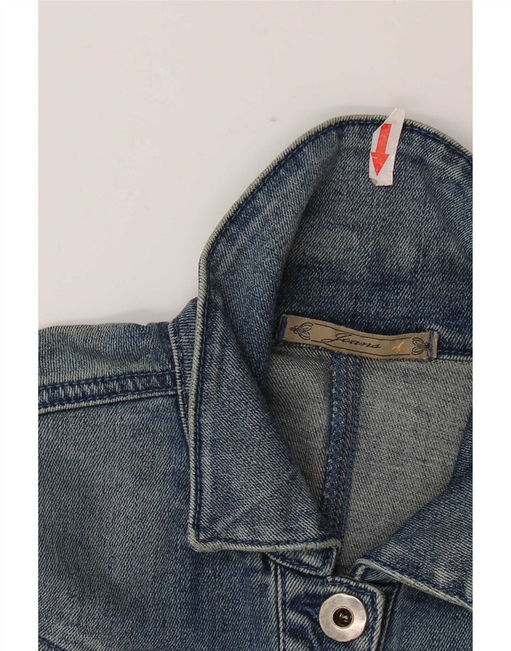 Giacca in denim vintage da donna corta IT 40 piccola in cotone blu
