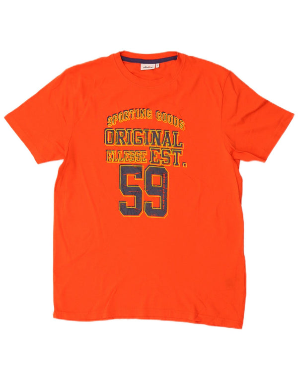 T-shirt grafica da uomo Ellesse Top Large in cotone arancione