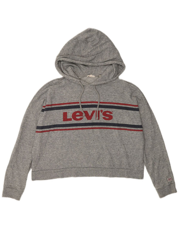 Maglione corto con cappuccio oversize da donna Levi's UK 10 piccolo cotone grigio