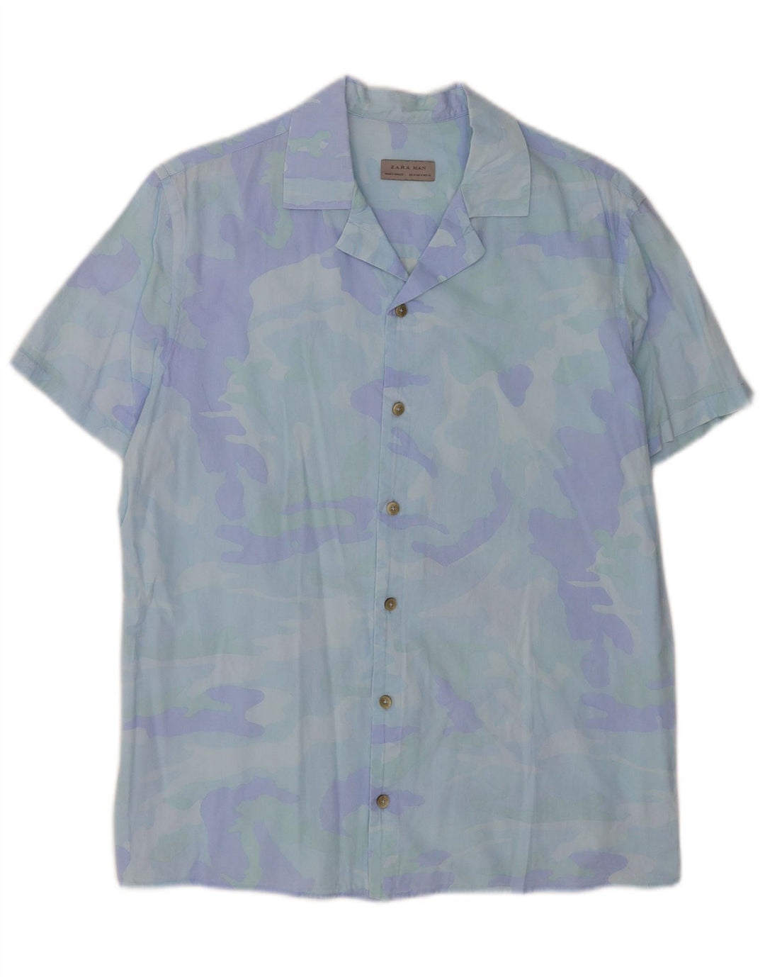 Camicia a maniche corte da uomo Zara con motivo astratto blu medio