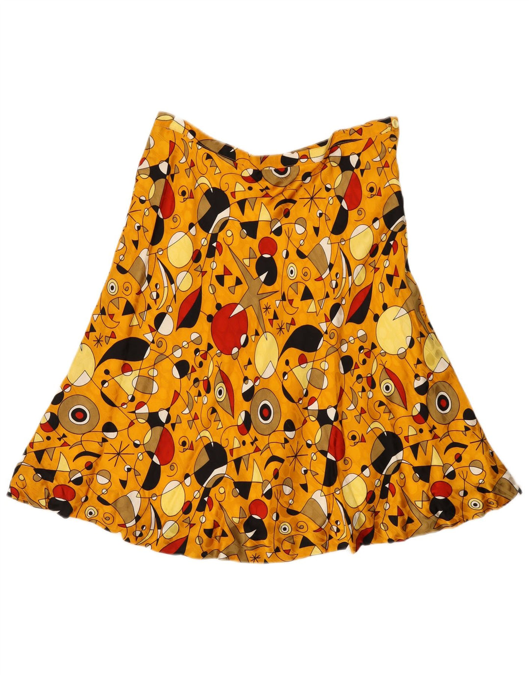 Gonna a trapezio vintage da donna con motivo astratto W32 grande gialla