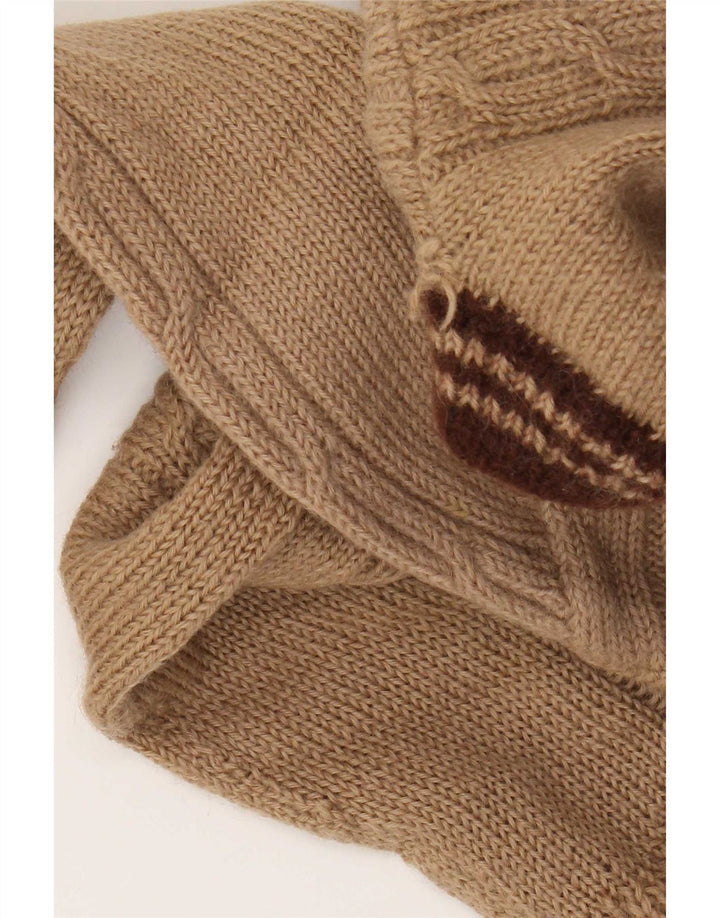 Maglione vintage da uomo con scollo a V a righe marroni piccole