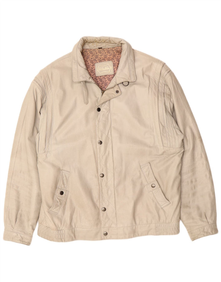 Giacca in pelle vintage da uomo EU 54 2XL Pelle grigia